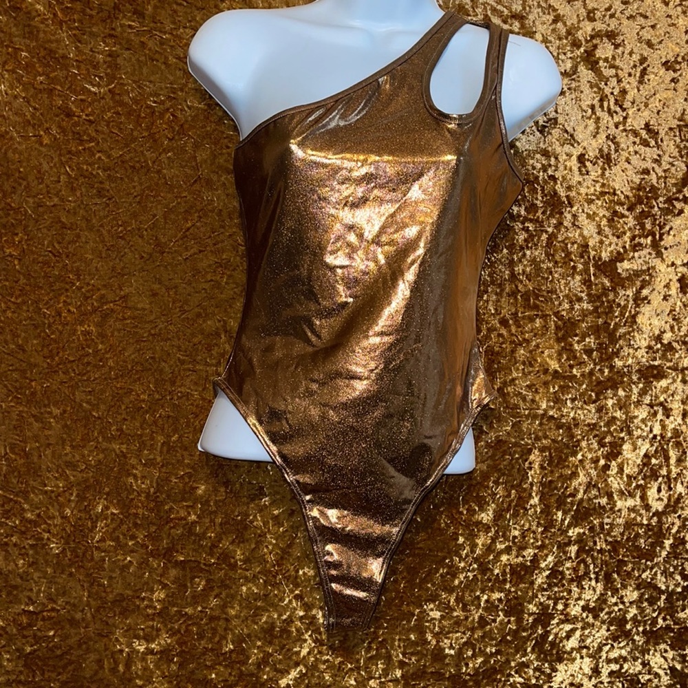 Metallic bronze one piece swimsuit (S)